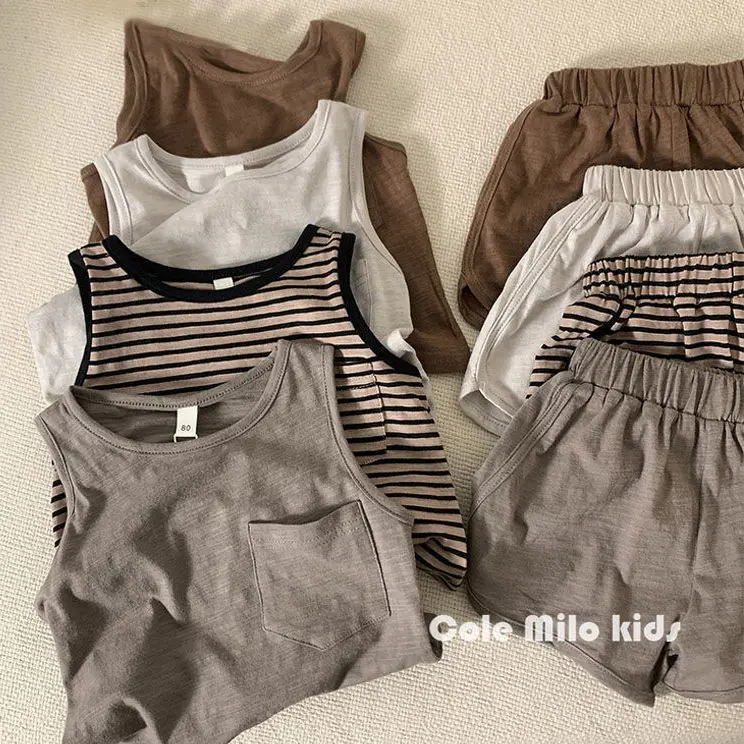 Bộ Áo Vest Không Tay Cho Trẻ Em, Áo Phông ngắn Tay Cho Bé Trai Và Bé Gái, Bộ Hai Mảnh, Áo Sọc Mỏng Và Thoáng Khí Mùa Hè, Được Thu Thập Bởi 16k Người