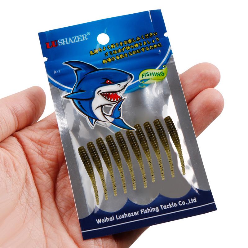Product Introduction of 10pcs 35mm 0.3g Lua Root Fishing Soft Bait Threaded Soft Bait Mini Soft Worm Straight Tail Lua Fake Bait 23