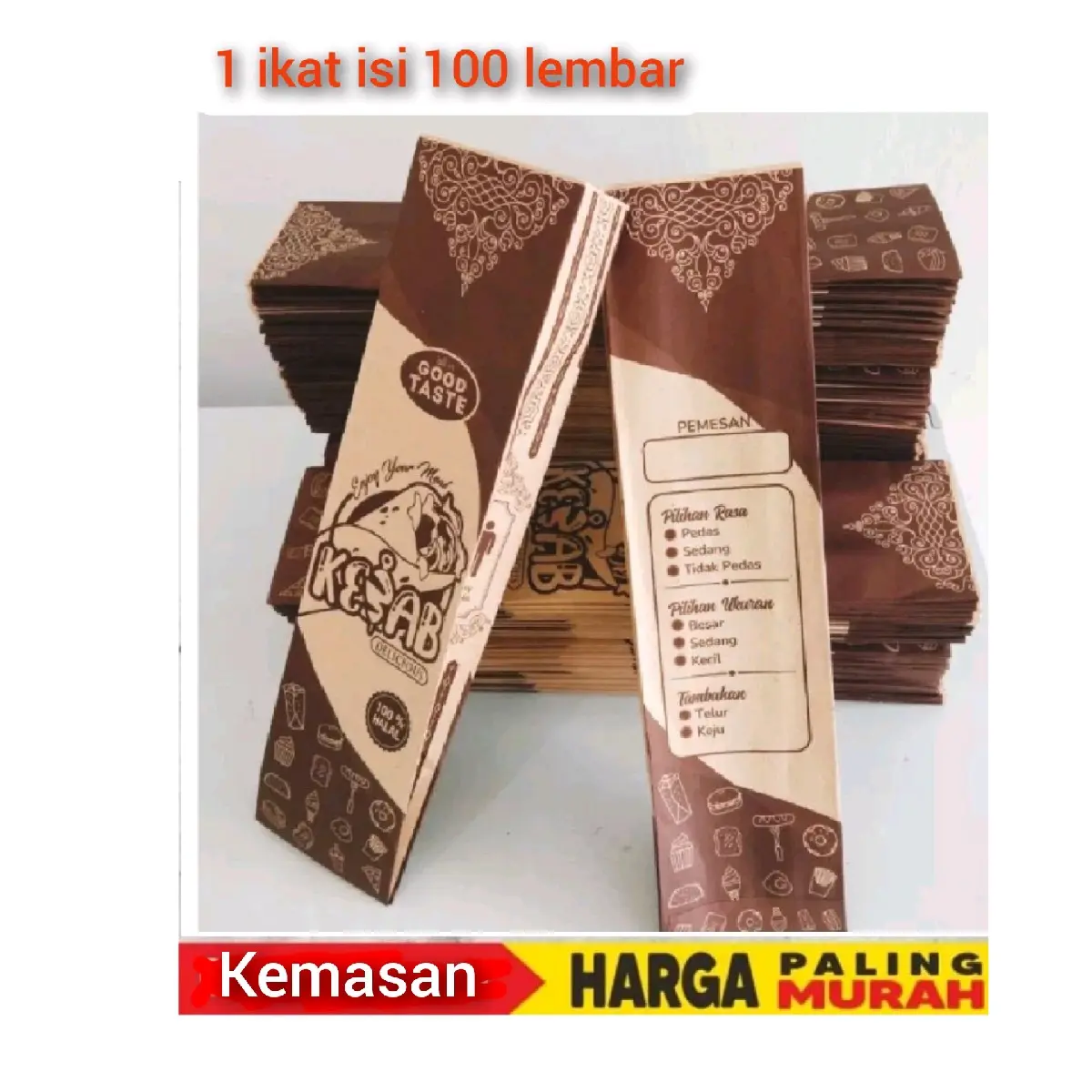 kemasan kantong kebab 100 lembar Kertas