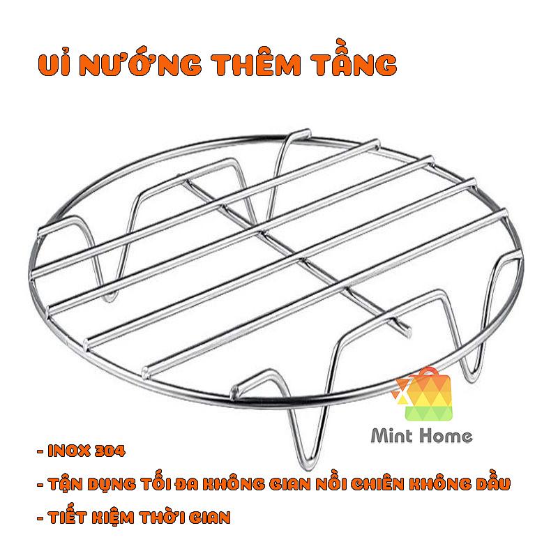 Vỉ nướng inox 304 loại tròn có chân - hàng tách lẻ từ bộ phụ kiện nồi chiên không dầu 1