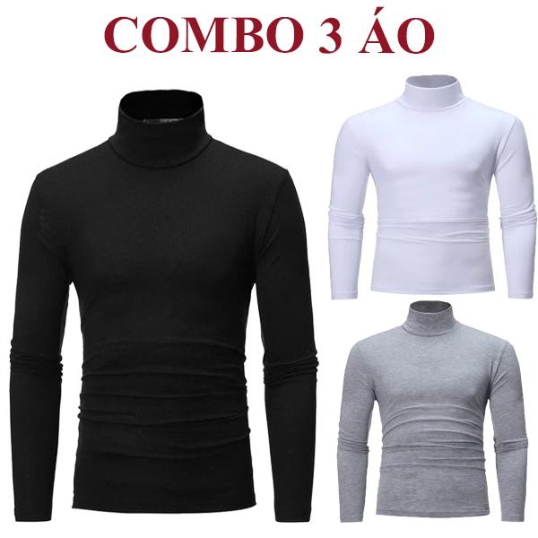 Combo 3 Áo Giữ Nhiệt Nam HML Chất Thun Lạnh Lót Lông Dày Ấm Co Dãn 4C Trắng Đen Xám
