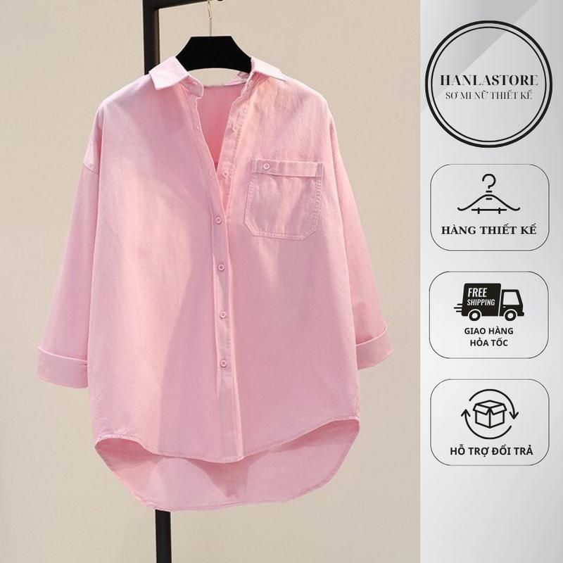 Áo sơ mi nữ công sở dài tay SM14 túi cúc, cổ đức, chất vải thô Cotton mền mịn, thoáng mát, thấm hút mồ hôi Top Shirt Có Cổ