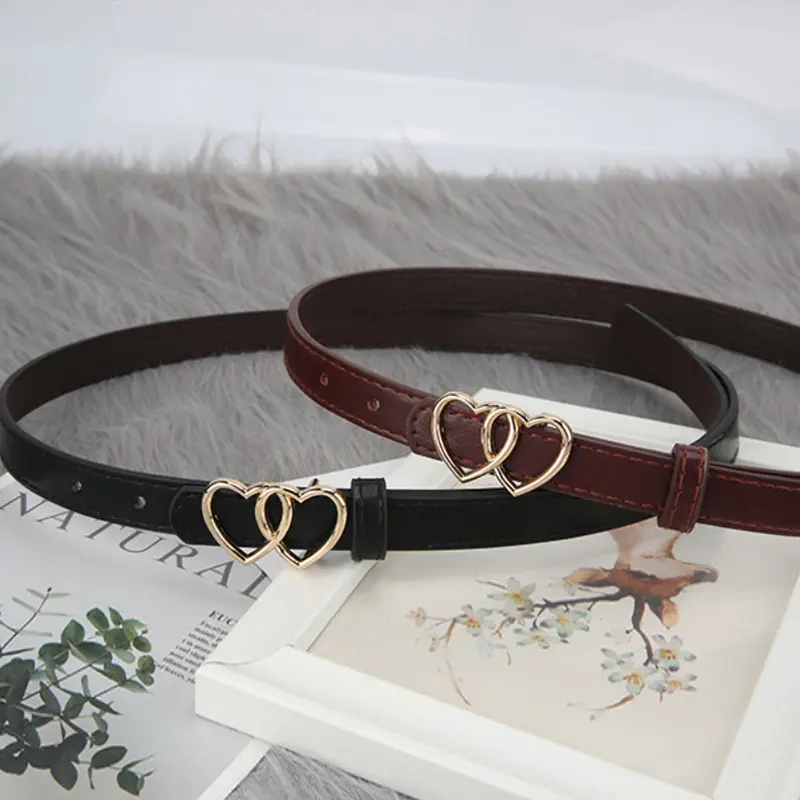 Thắt Lưng Mỏng Khóa Trái Tim Đôi, Hàng Mới Về, Thiết Kế Đơn Giản, Thích Hợp Cho Phụ Nữ, Quần Jean, Với Bộ Com Lê Và Áo Sơ Mi Dài, Thắt Lưng Trang Trí, Cho Nữ Voi