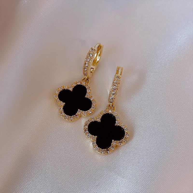 Product Introduction of 【Exquisite】2023 New Four-leaf Dangle Earrings Elegant Light Luxury Zircon Clover Hoop Earrings for Women Jewelry Gift Accessories 22