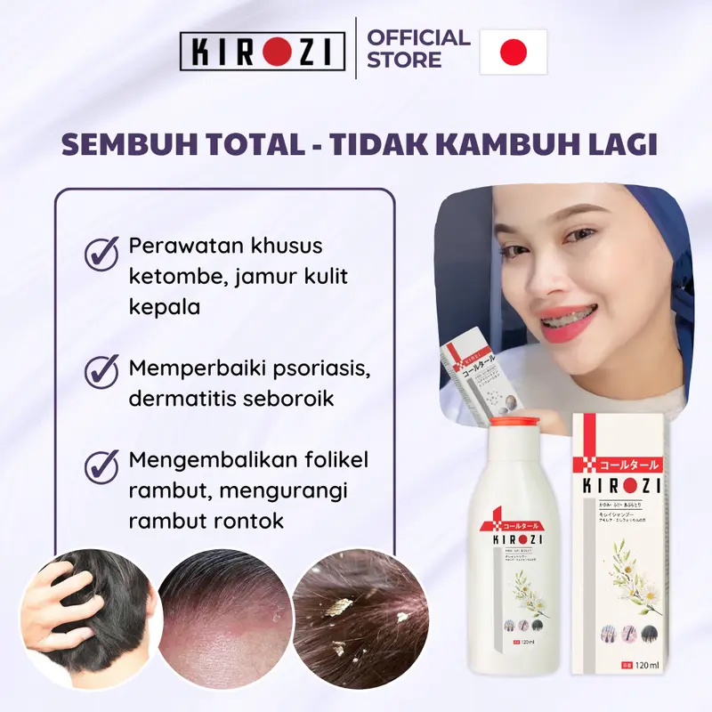 BELI 3 Shampoo anti ketombe, jamur KIROZI Japan, membersihkan ketombe, mencegah ketombe dan jamur datang kembali 6