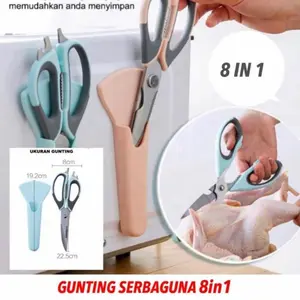 PROMO 8in1 Gunting Dapur Serbaguna Gunting Stainless Daging Ikan Sayur Buah Gratis ongkir