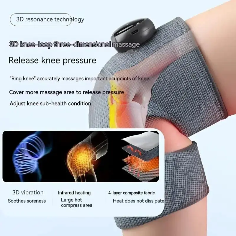 Knee Massager, 3 Vibration Modes & 5 Heat Levels Knee Massage Tool, USB Rechargeable Knee Support, Ideal Heating Pad for Relaxation and Recovery 8