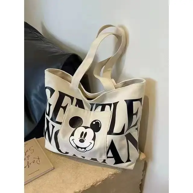 Túi Tote Vải Bố, Sức Chứa Lớn, Thiết Kế Mickey & Phụ Nữ Nhẹ Nhàng, Hàng Mới Về Năm 2024, Túi Tote Đeo Vai Thời Trang, Túi Mua Sắm Cầm Tay Thích Hợp Để Đi Chơi 6