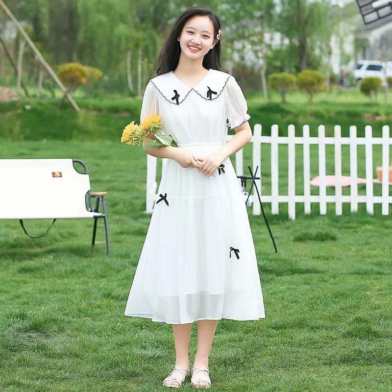 Váy Nơ Cho Bé Gái, Trang Phục Mùa Hè, Chất Liệu Voan, Váy Dài Công Chúa, Váy Thêu, Thích Hợp Cho Học Sinh Trung Học Cơ Sở Và Trung Học Cơ Sở 4