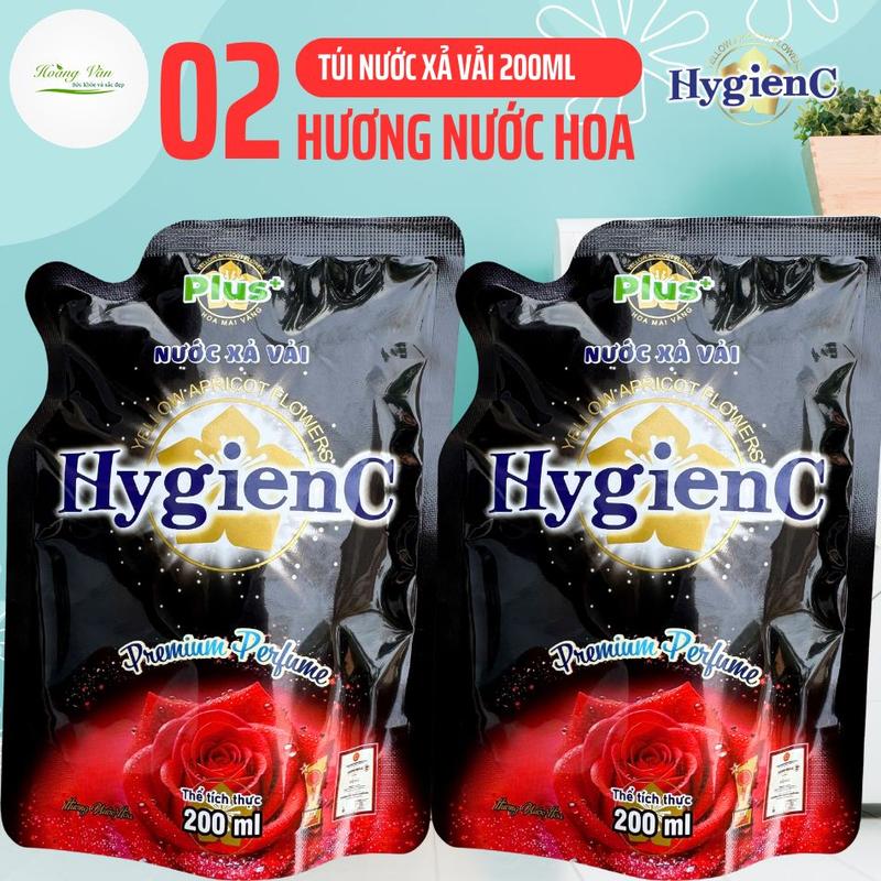 Bộ 02 Túi Nước xả vải HygienC Plus hương nước hoa giúp Làm Sạch xả thơm mềm vải quần áo- Dung tích 200 ml 0