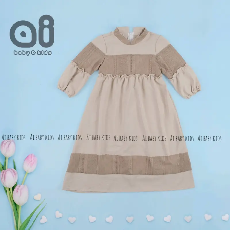Ai - Eza gamis motif brukat Airflow Muslim Anak 4-5 Tahun White 7
