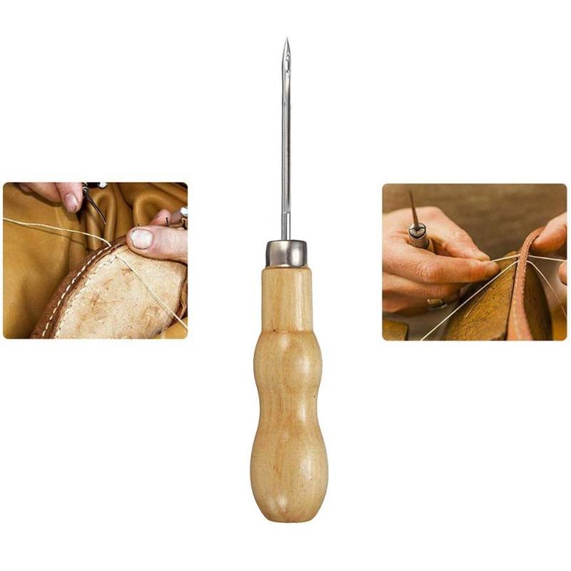 Product Introduction of 1Set of Professional Sewing Wax Thread Shoe Thread Leather Shoe Craftsmanship Durable and Strong Manual Stitching Leather and Wooden Handle 10