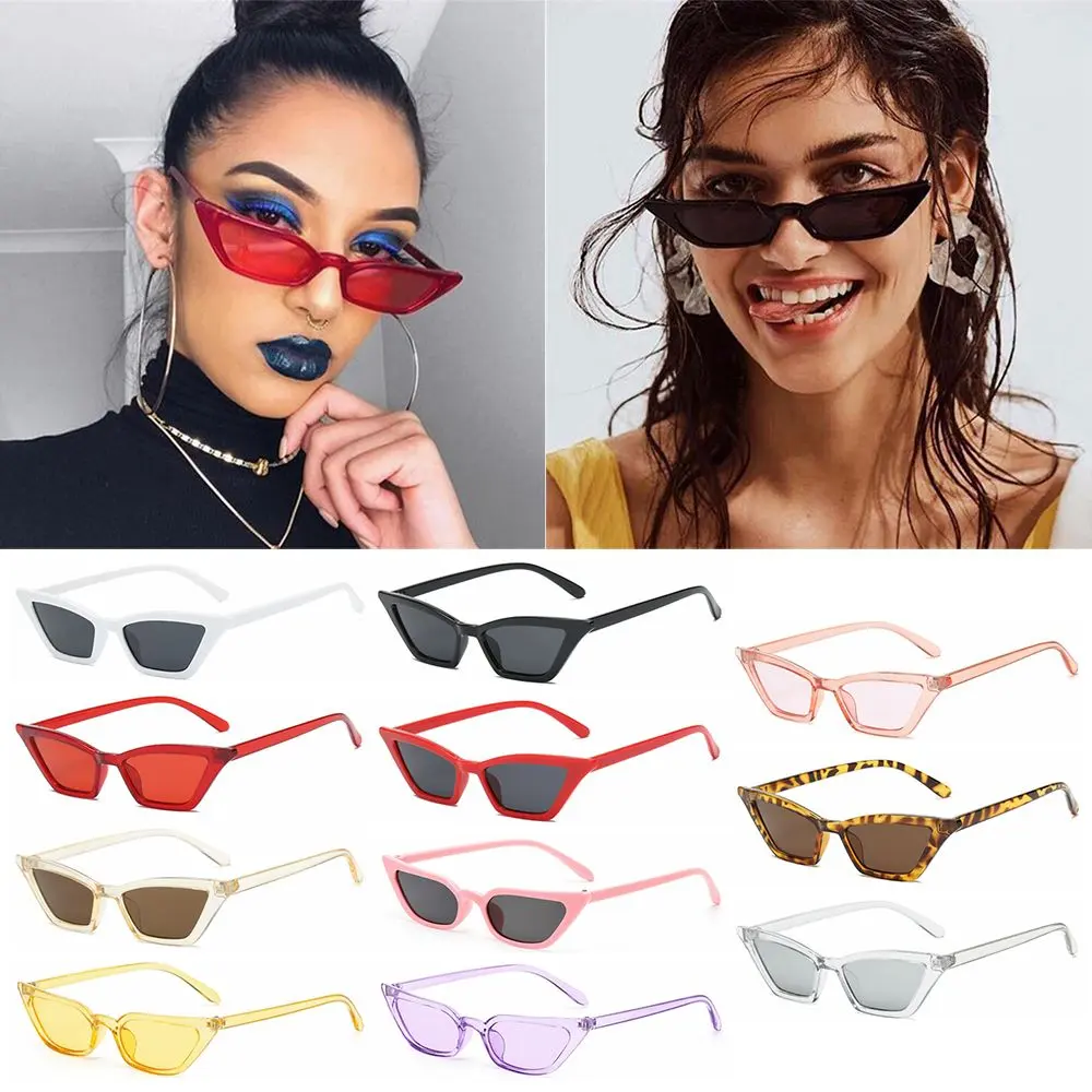 Streetwear UV400 Shades Small Frame Sun Glasses Cat Eye Vintage Sunglasses