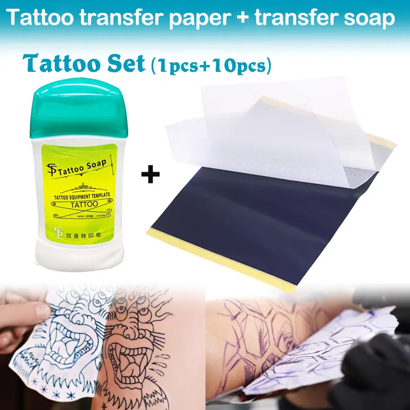 10pcs Professional Tattoo Transfer Gel Tattoo Transfer Cream Soap Copier Supplies Reusable(A4) tattoo transfer paper Thermal Carbon Transfer Stencil Paper Tattoo transfer paste gel\ws009