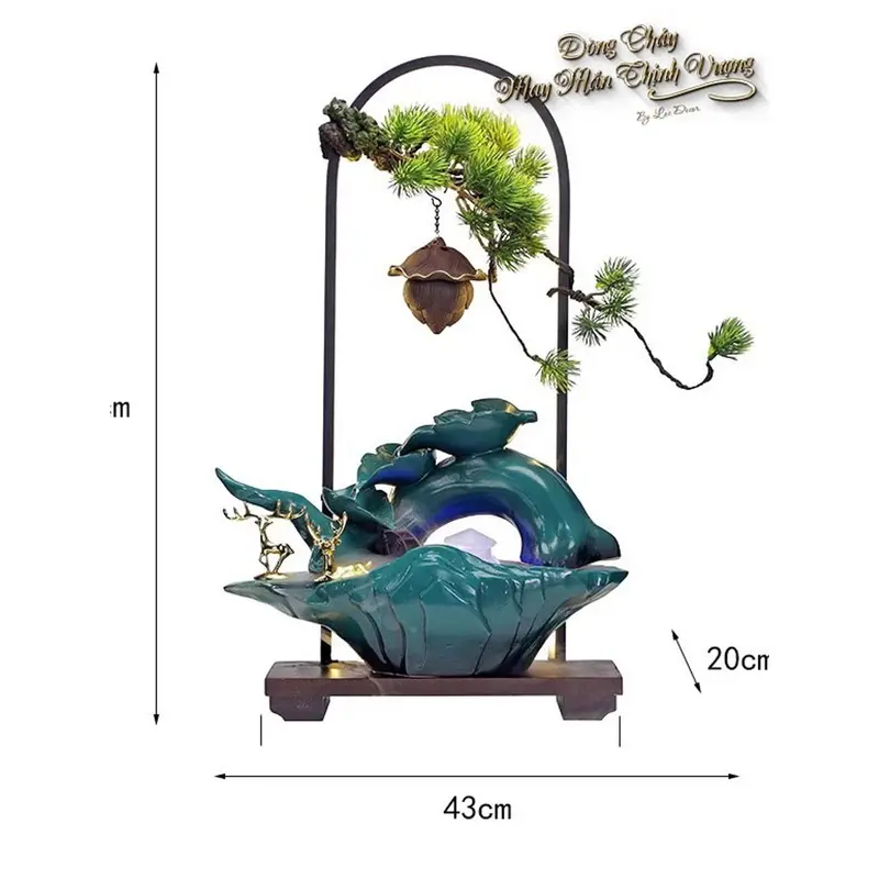 Thác Nước ngọċ Bích Phong Thủy 43*20*54 Thích Hợp Trưng Bày Làm Đèn Ngủ Xông Trầm, Quà Tặng Tân Gia Khai Trương 2