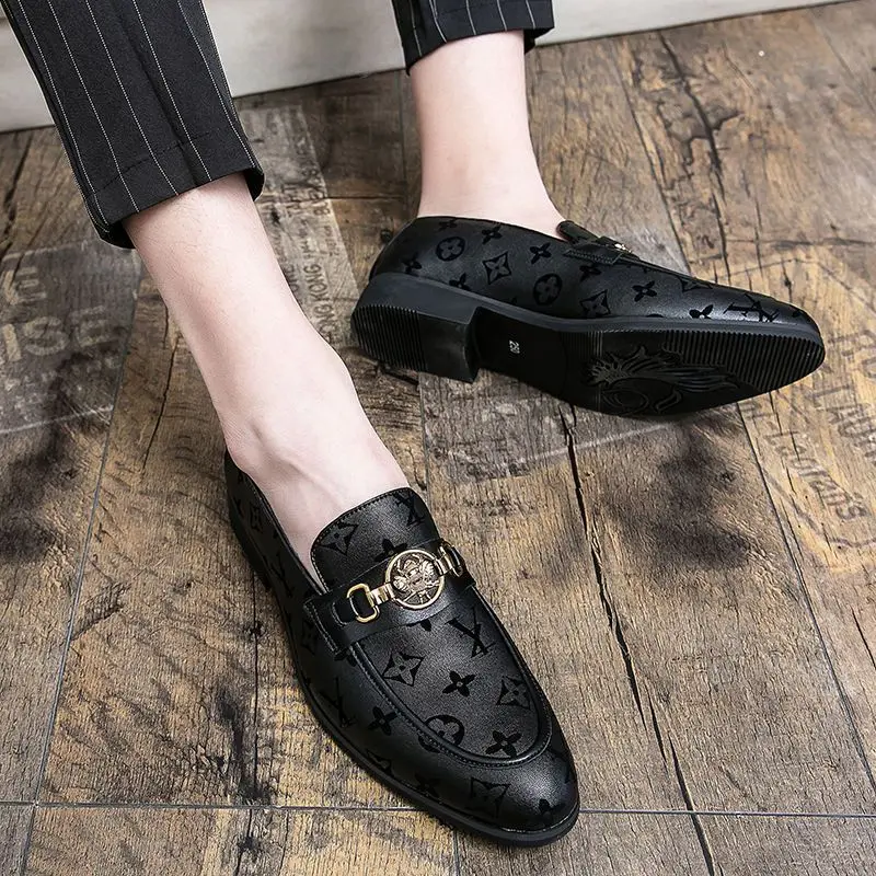Buckle Loafers 2021 Summer British Style Hair Stylist Leather Shoes Trendy Lazy Business Pointed Casual Men's Shoes Footwear