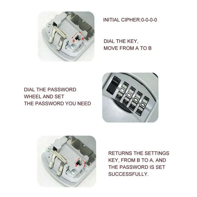 Key Safe Box Outdoor Digit Wall Mount Combination Password Lock Aluminum Kotak Kunci Di Dinding Kotak Penyimpanan Kunci Safety Box 5