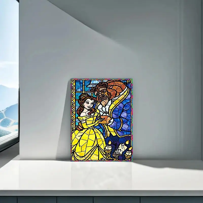 Beauty & Beast Pattern Diamond Arts Colorful Painting Kit without Frame, DIY 5D Diamond Arts Crafts, Wall Craft Decoration 2
