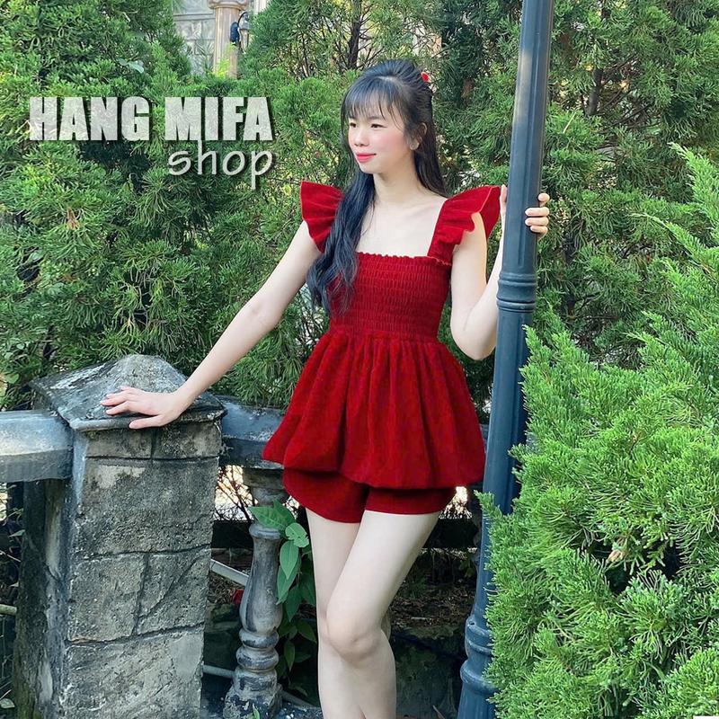 Product Introduction of S5 - Áo Bí Tay Cánh Tiên Chất Nhung Kèm Quần Có Túi Cho Nữ 1