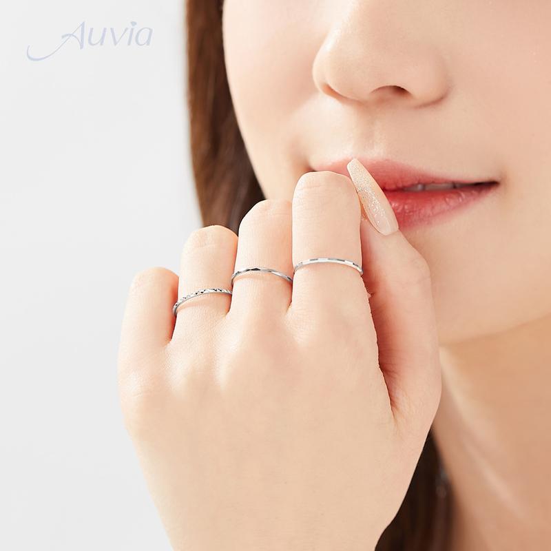 Nhẫn bạc nữ trơn mặt cắt lấp lánh trẻ trung. nhẫn bạc nữ thật 100% S925 nguyên khối đơn giản - Auvia Jewelry 2
