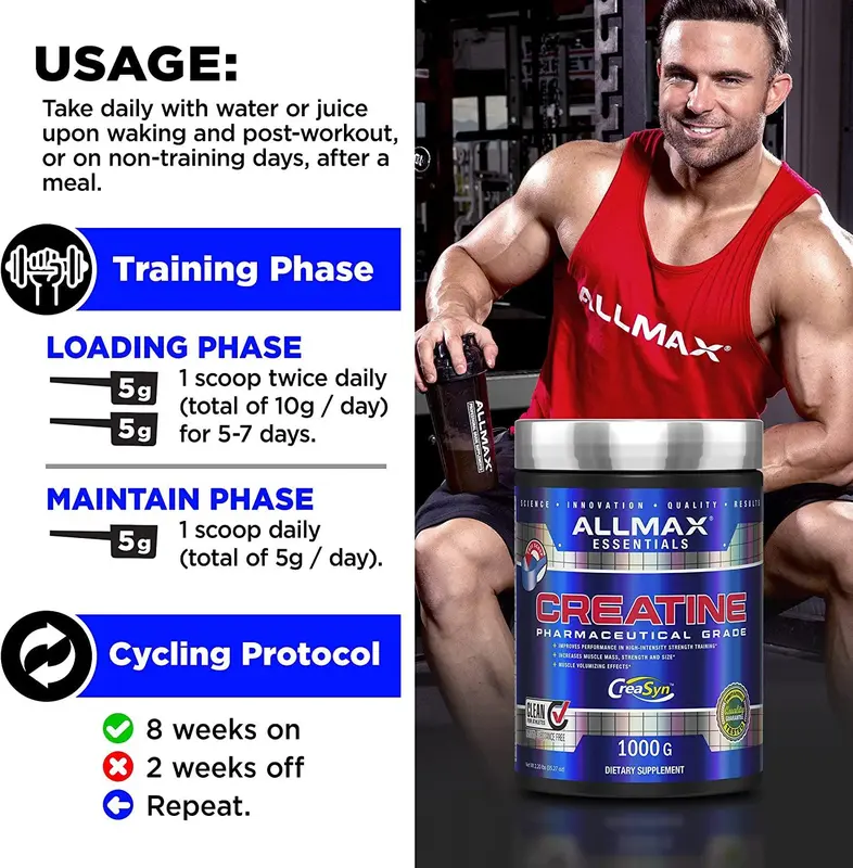 Bột Tăng sức mạnh Creatine, 1000g ôn max giúp đẩy khoẻ hơn tập trâu hơn, bột creatine Allmax - mrm nutrition 1
