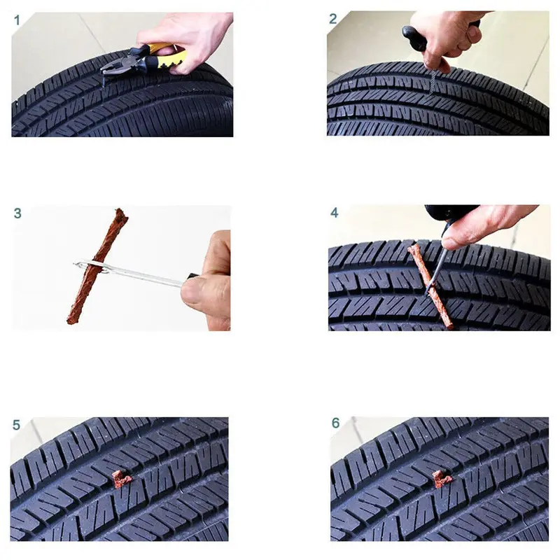 12PCS Emergency car Heavy Duty Tire Puncture Repair Tyre Mending Kit Wheel Plug 6