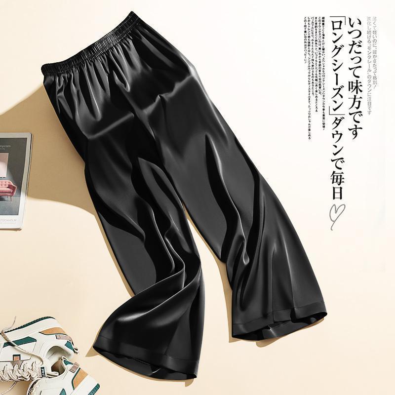Product Introduction of Summer large size 300 catties ice silk casual pants men's pants draped wide-leg pants straight loose pants 7