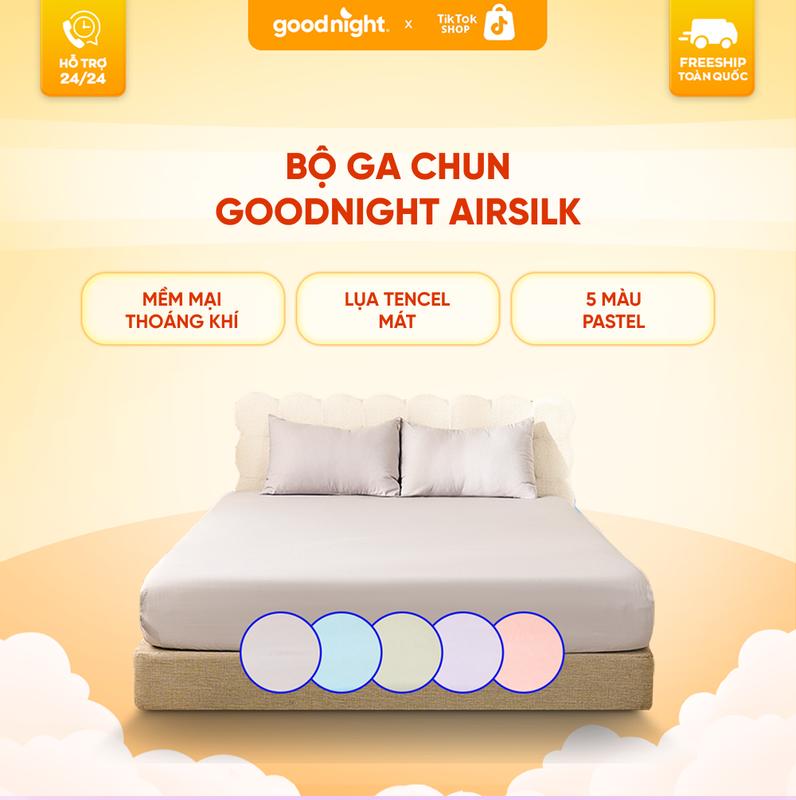 Bộ ga gối lụa tencel Goodnight Airsilk, Set ga giường chất liệu tencel, mềm mại vượt trội, drap bo chun kèm hộp quà xinh xắn