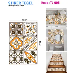 WWS Stiker Tegel Lantai Stiker Dekorasi Keramil Wallpaper Dinding Kamar Dapur Tangga Hitam TL005-007
