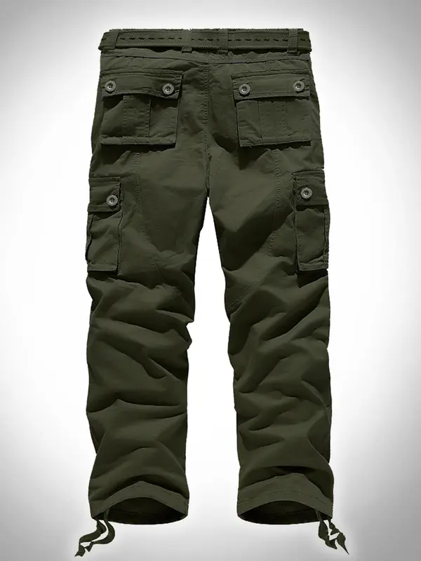 Men's Plain Pocket Button Fly Cargo Pants without Belt, Cargo Pants for Men, Casual Regular Fit Straight Leg Trousers for Fall Winter, Menswear, Comfy Bottoms, Men's Clothing,  Work Trousers Men 1