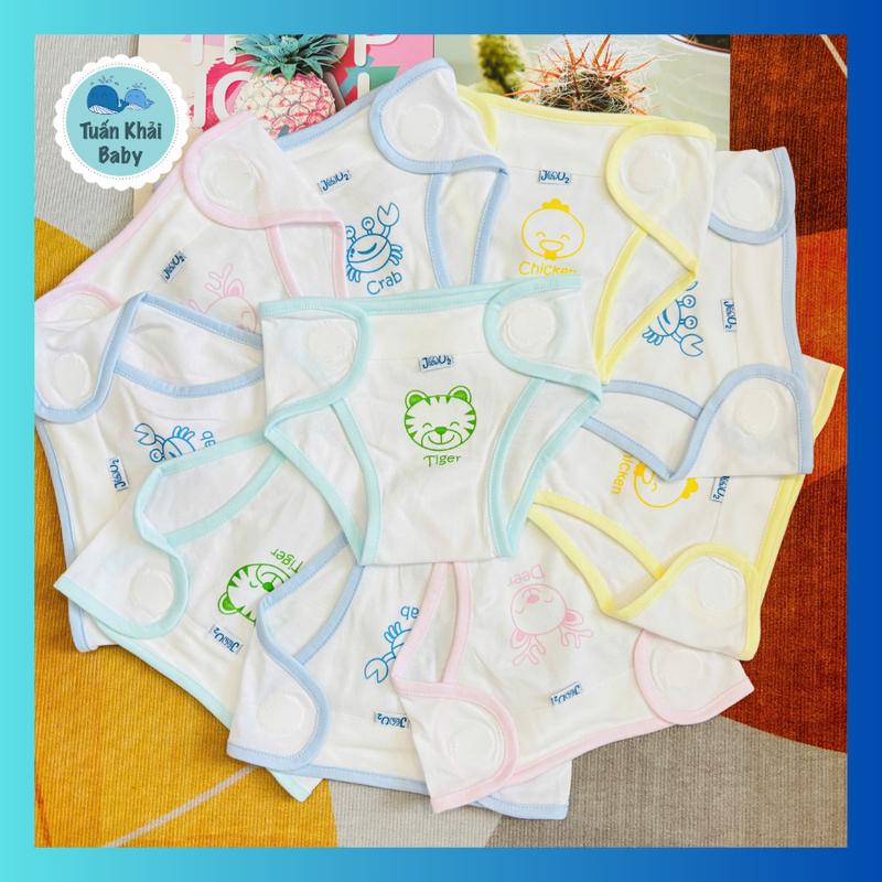 3-9 Kg - SET 10 Tã dán vải Cotton cho trẻ sơ sinh JOU- Miếng dán tả mềm bo tròn an toàn cho bé trai bé gái Voi