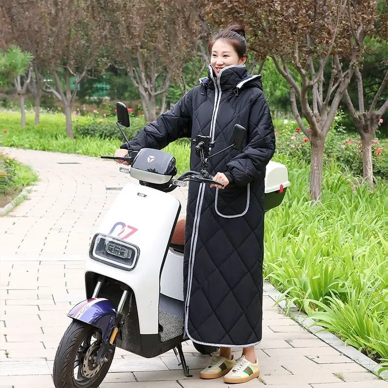 Tấm Chắn Gió Xe Đạp Điện Mùa Đông, Hàng Mới Về, Lót Lông Cừu, Dày Dặn, Đi Xe Đạp Ngoài Trời, Chống Thấm Nước, Chống Lạnh, Áo Gió Ấm Áp 2