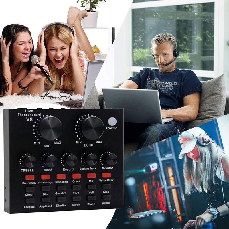 Podcast Equipment Bundle, Soundcard Recording Studio Package with Voice Changer, Live Sound Card, Audio Interface for Laptop Computer Vlog Living Broadcast Live Streaming 6