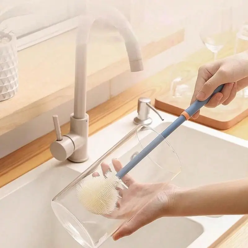 Long Handle Bottle Brush, Reusable Bottle Cleaning Brush, Household Cleaning Tool for Kitchen & Home Use, Baby Bottle Cleaning Tool, Baby Essentials 2