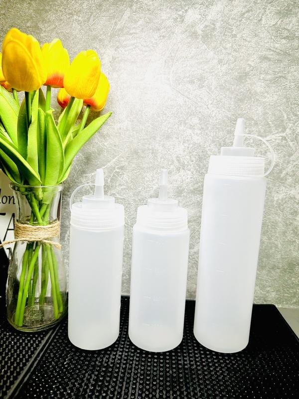 Chai, bình nhựa đựng sốt đa năng, sữa đặc, tương ớt, siro nhiều dung tích có vạch chia rõ ràng Đựng Gia Vị