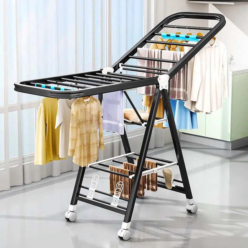 Clothes Hanger Floor Folding Wing-Shaped Household Clothesline Pole Cool Balcony Simple Baby Hanging Clothes Hanger Stainless Steel Accessory Laundry