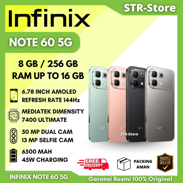 Gambar [Exclusive Creator] INFINIX NOTE 60 5G 8/256 GB GARANSI RESMI INFINIX NOTE 60 8/256 GB EXTENDED RAM UP TO 16 GB - Black dari STR STORE . Kota Tangerang Tokopedia