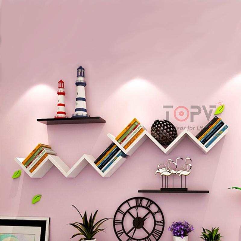 Giá sách treo tường decor chữ V trang trí thanh gỗ gắn tường mini phòng khách phòng ngủ để sách, đồ lưu niệm, đồ trang trí, cây cảnh Trưng Bày Đựng Sách Kệ Sách Decor Phòng