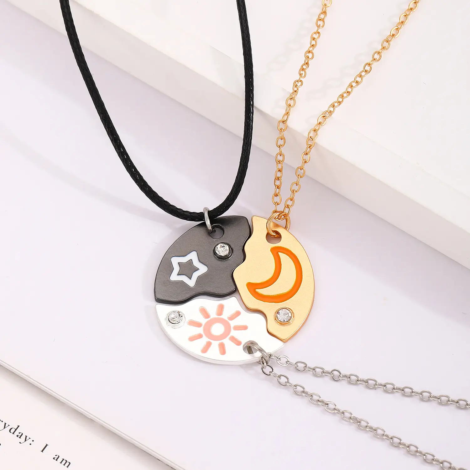 Stars, Moon, Sun Three-Piece Set Good Friends Alloy Inlaid Diamond Two-Piece Necklace Set
