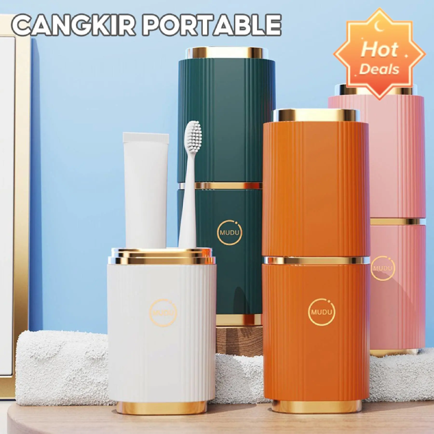 cangkir portable / cangkir kumur / kotak pasta dan sikat gigi Anti Pecah Set