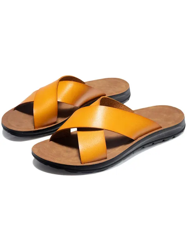 Men's Simple Plain Fashion Slippers (1 Pair), Casual Fashionable Wide Fit Slippers for Summer, Lightweight Breathable Non-slip Slippers for Indoor and Outdoor 1