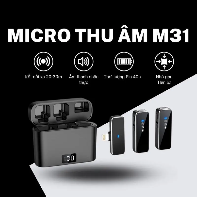 Micro Nhiếp ảnh Âm Thanh Không Dây Thâm31, Micrô Ghi Âm / Tắt, Bộ Lọc Tiếng Ồn, Thích Hợp Để Quay Video, Vlog, Phát Trực Tiếp TikTok 0