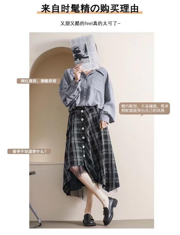 Product Introduction of Yue Chen Loafers Women's 2024 New Spring and Autumn British Style Black Low Heel Leather Shoe Soft Leather JK Pumps Spring 2