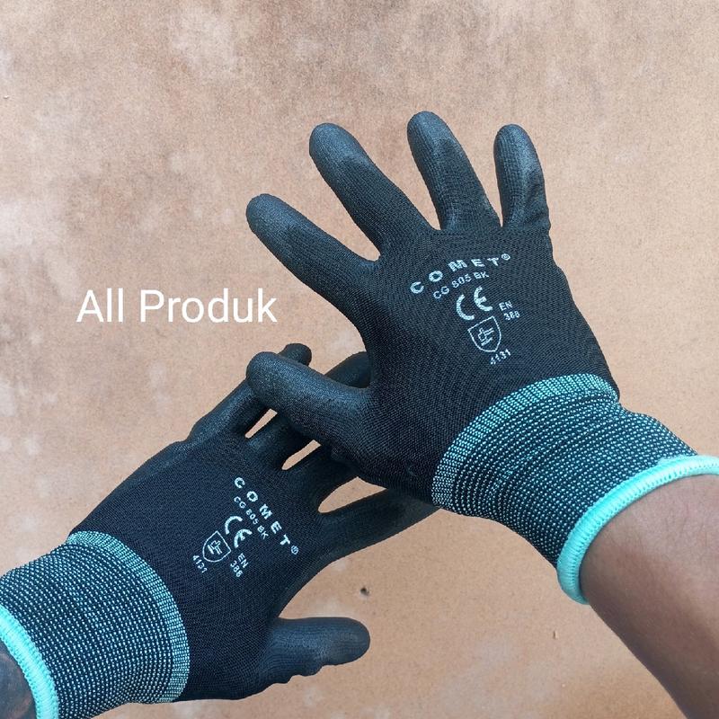 GROSIR 12 Pasang sarung tangan comet hitam safety kerja berkendara palmfitpu glove Karet 7