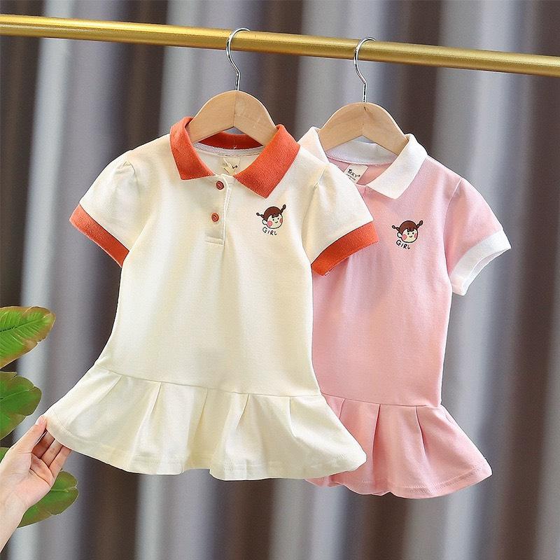 Váy Cổ Bẻ Đuôi Cá Dễ Thương Dành cho Bé Gái Size từ 9-35kg