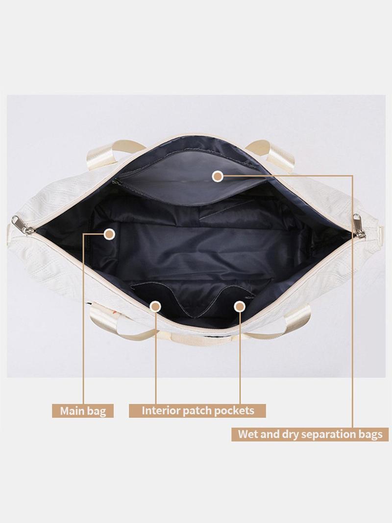 Product Introduction of Waterproof Letter Label Decor Large Capacity Travel Bag Set, Dry & Wet Separation Duffel Bag & Toiletry Bag, Lightweight Travel Bag for Women & Men 2