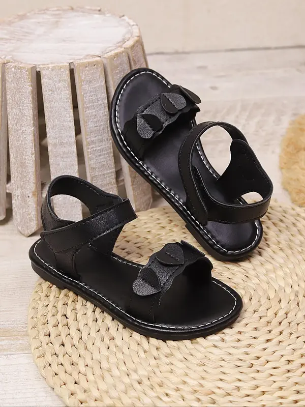 Girl's Ethnic Pattern Velcro Design Sandals, Casual Comfortable Flat Sandals for Summer, Non-slip Wear-resistant Sandals for Outdoor Holiday 3