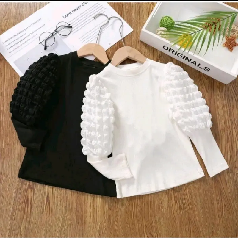 atasan lengan balon viral / atasan anak style / blouse anak kekinian 1-12 Tahun 4