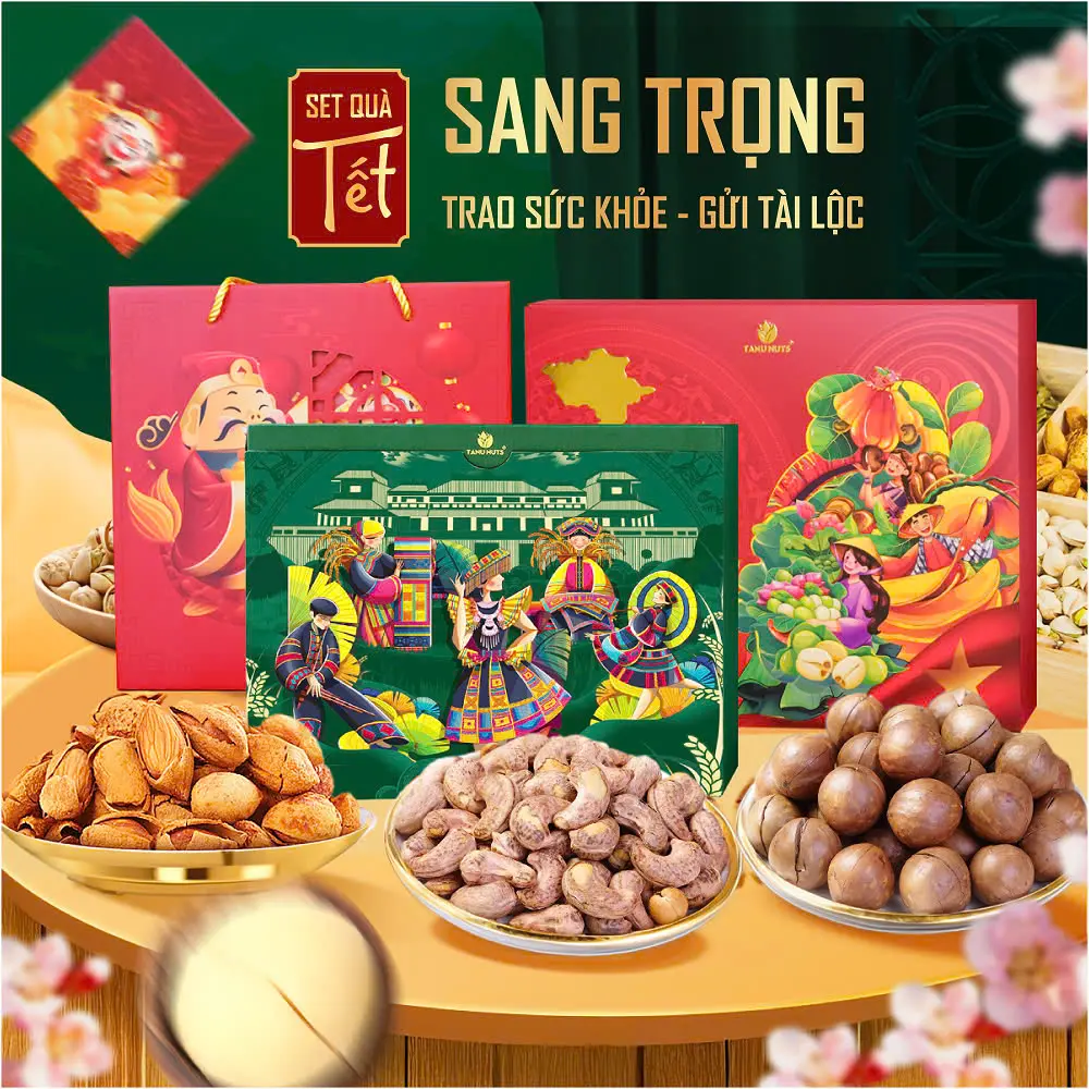 Set quà tặng TANU NUTS, set quà hạt dinh dưỡng các loại sang trọng, quà tặng doanh nghiệp, quà tặng gia đình bạn bè người thân, Food Ăn Vặt Snack