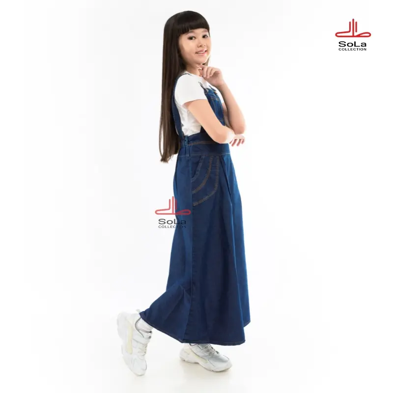 Sola - Overall Rok Temy Jeans Anak Usia 6-11 Tahun Warna Navy Fashion 2